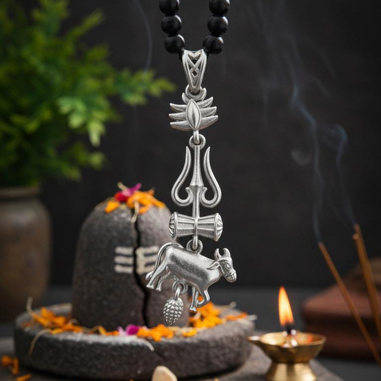 The SSMB 29 Sacred Nandi and Trishul Pendant of pure silver (92.5) of 6 grams