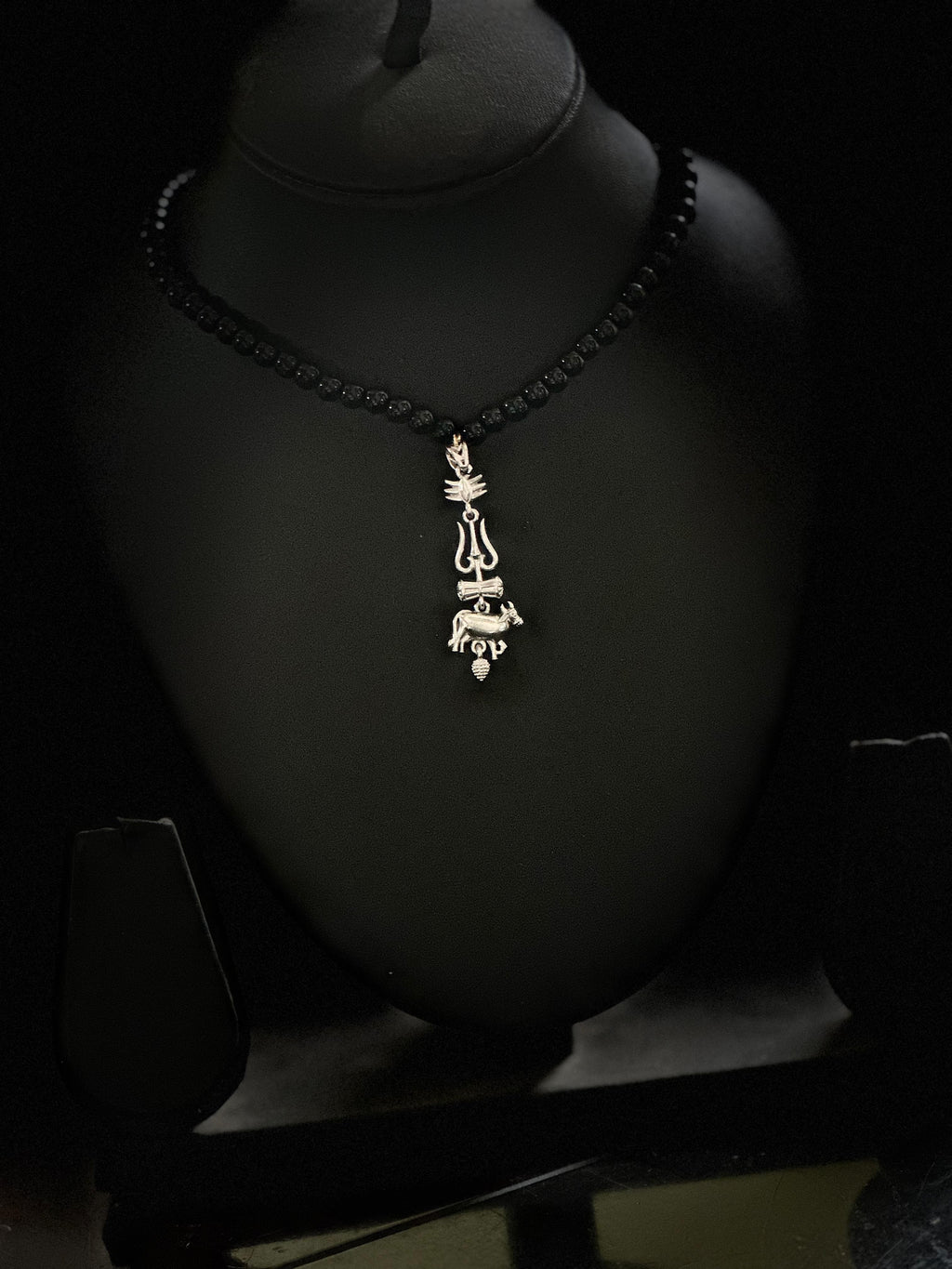 Silver Coated SSMB 29 Sacred Nandi and Trishul Pendant